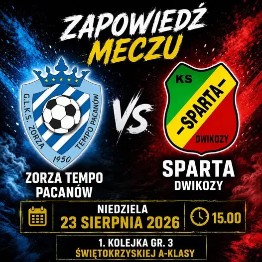 Sparta Dwikozy rozpoczyna ligowy sezon od wyjazdu do Pacanowa