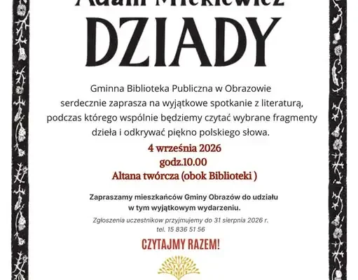 Narodowe Czytanie 2026 w Obrazowie: Wspólne czytanie „Dziadów” Mickiewicza