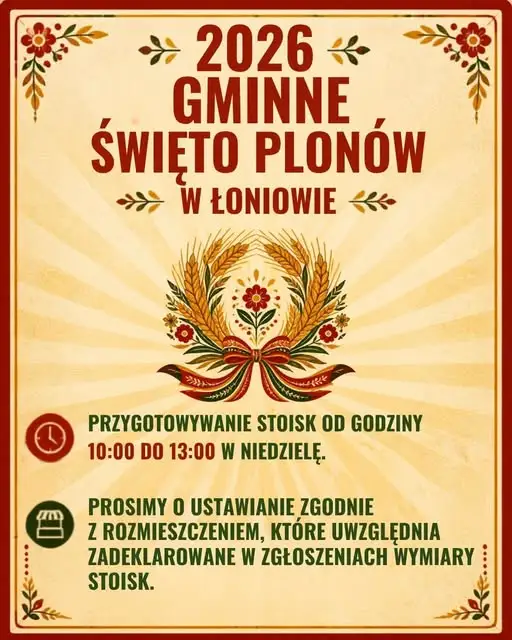 Gminne Święto Plonów w Łoniowie – ważne informacje dla wystawców