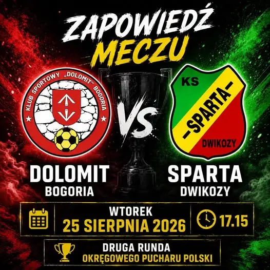 Sparta Dwikozy w walce o Puchar Polski: już jutro mecz z Dolomitem Bogoria