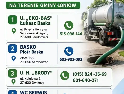 Gmina Łoniów przypomina: tylko uprawnione firmy mogą wywozić nieczystości ciekłe