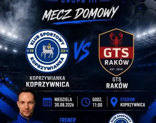KS Koprzywianka podejmie GTS Raków w niedzielnym meczu ligowym