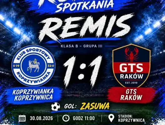 Remis Koprzywianki z GTS Raków w Koprzywnicy