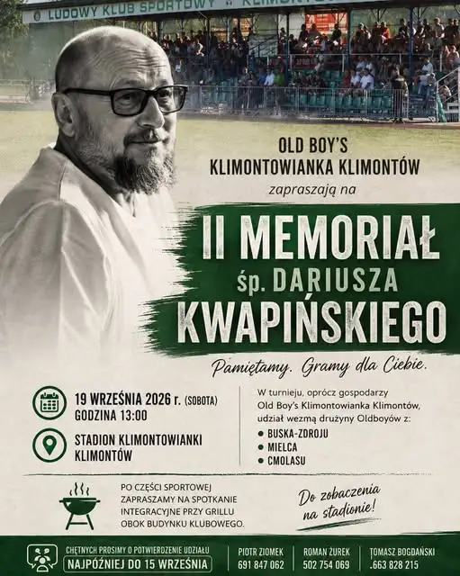 II Memoriał śp. Dariusza Kwapińskiego – Oldboy’s Klimontowianka zaprasza na turniej