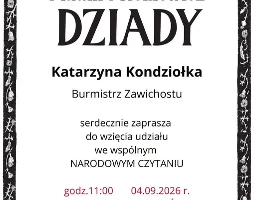 Narodowe Czytanie „Dziadów” w Zawichoście – zaproszenie na wspólne czytanie