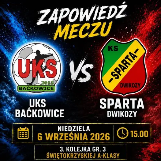 Sparta Dwikozy zagra w niedzielę w Baćkowicach – szansa na rehabilitację