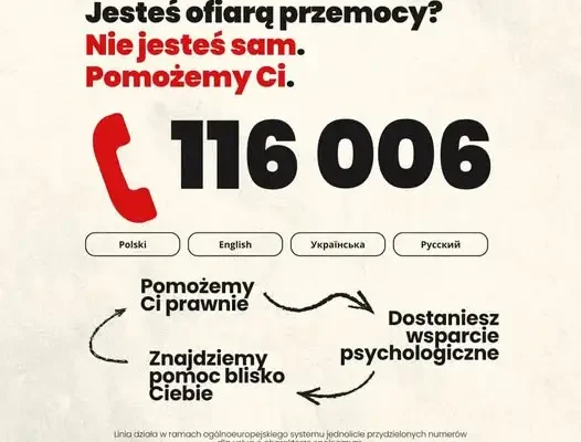 Ogólnopolska linia pomocy pokrzywdzonym 116 006 – nie jesteś sam