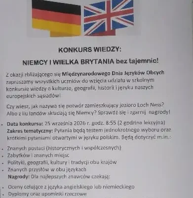 Konkurs wiedzy o Niemczech i Wielkiej Brytanii w Zespole Szkół w Koprzywnicy