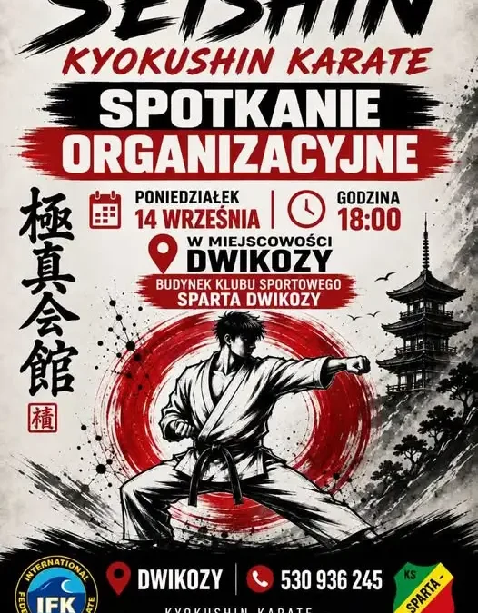 Spotkanie organizacyjne zajęć karate w Dwikozach już dziś o 18:00