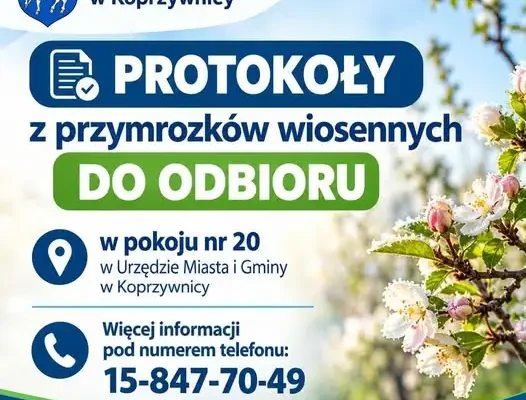 Rolnicy z gminy Koprzywnica mogą odbierać protokoły szacowania szkód po przymrozkach