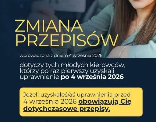 Nowe zasady dla początkujących kierowców – okres próbny od 4 września 2026