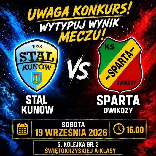 Sparta Dwikozy zaprasza na mecz 5. kolejki A-klasy i ogłasza konkurs z nagrodą