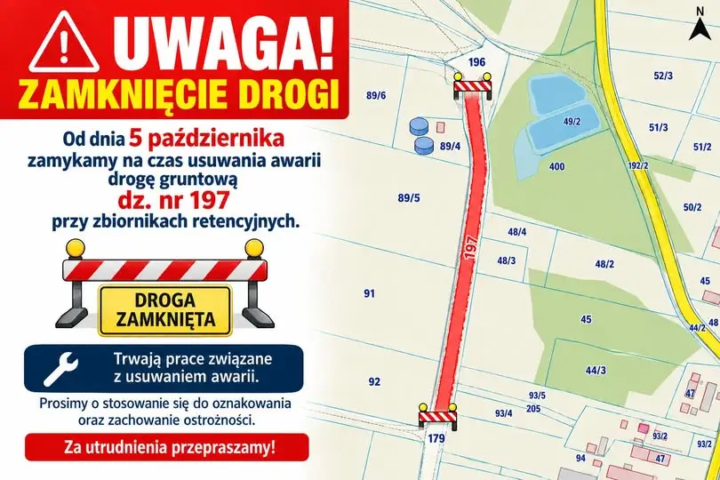 Zimna Brzeźnica: droga gruntowa zamknięta z powodu awarii wodociągu