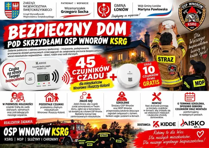 45 czujników czadu dla mieszkańców Wnorowa i Ruszczy-Kolonii