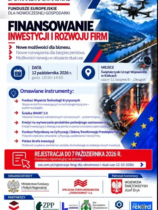 Spotkanie dla przedsiębiorców o finansowaniu projektów obronnych i dual use