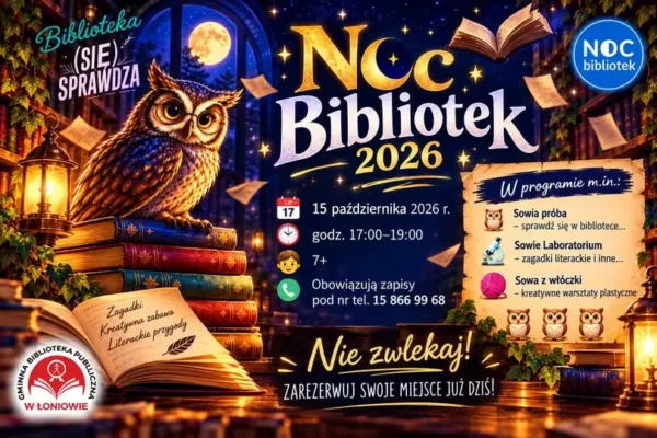 Noc Bibliotek w Łoniowie – literacka przygoda dla dzieci już 15 października