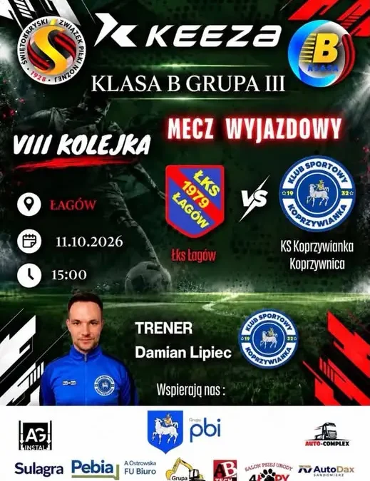 KS Koprzywianka zagra na wyjeździe z ŁKS Łagów w VIII kolejce Klasy B