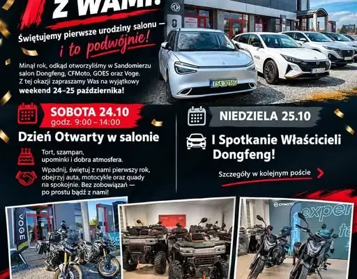 Pierwsze urodziny salonu Dongfeng, CFMoto i Voge w Sandomierzu – świętuj z nami 24-25 października