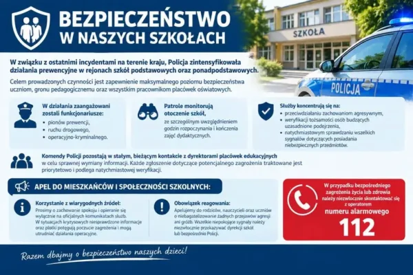 Policja wzmacnia patrole wokół szkół po incydentach w kraju