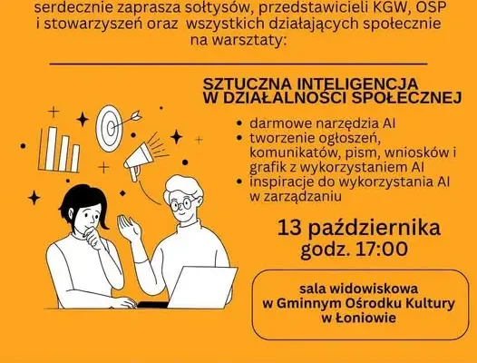 Warsztaty z AI dla działaczy społecznych w Gminie Łoniów – już 13 października